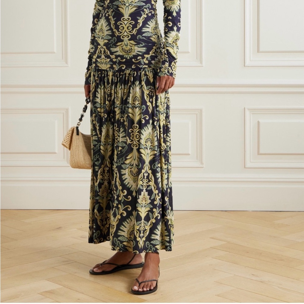 FARM Rio Wonderful Arabbesque Off the Shoulder Long Sleeve Maxi Cocktail Dress